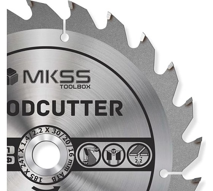 Диск пильный по дереву MKSS Toolbox Woodcutter WC1850 185x24Тх30/20/16 мм WC18502430
