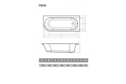 Акриловая ванна Vayer Irena 170x72 R Гл000026132