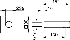 Излив для ванны Keuco IXMO 59545010002 152 мм, хром