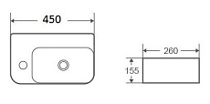 Раковина WeltWasser AISBACH 5117 L 45 см, 10000003970 белый глянец