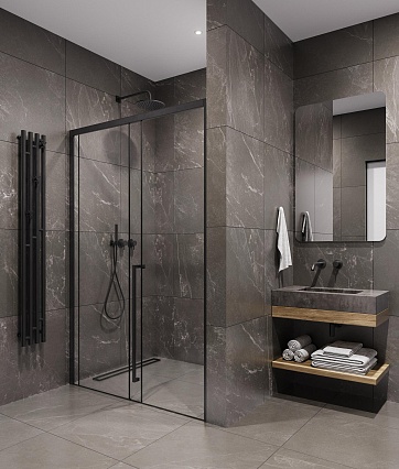 Душевая дверь Timo TDSS-150/03C-8R 150x200 прозрачное, черный