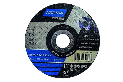 Отрезной круг по металлу тип 41 125x2.5x22.2 м NORTON 66253371204