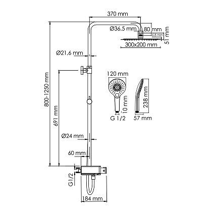 Душевая стойка WasserKRAFT A113.069.101.CH Thermo с термостатом, хром