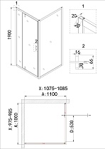 Душевой уголок Niagara Nova NG-43-10AG-A110G 100x110 прозрачный, золото