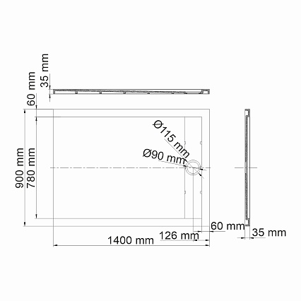 Поддон для душа WasserKRAFT Mindel 85T36 140x90, белый