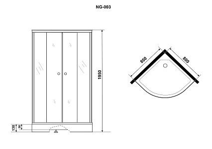 Душевой уголок Niagara NG-003-14T 80x80 тонированный, черный