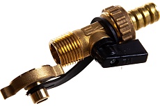 Сливной шаровой кран Tiemme Boiler НН, 1/2&quot;, со штуцером, черный флажок 2950001