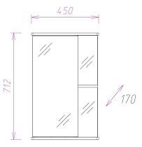 Зеркальный шкаф Onika Карина 45 см универсальный, 204504