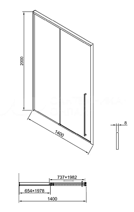 Душевая дверь Timo TDSS-140/13C-8L 140x200 прозрачное, никель