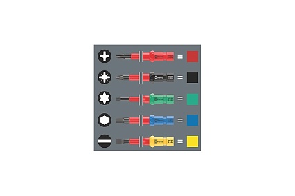 Набор бит с битодержателем WERA Kraftform Kompakt VDE 18 Universal 1 Tool Finder 1x9x98; PH1x157; PH2x157; PZ1x157; PZ2x157; 1x1x154; 1x2x154; 1x1x1 WE-006613