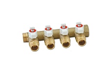Коллектор НВ 3/4 4х1/2 Н 40мм с кранами Uni-Fitt 420G3240