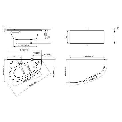 Фронтальная панель Ravak Asymmetric 160х59 R