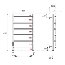 Полотенцесушитель электрический Point PN04758B П6 50x80 диммер слева, черный