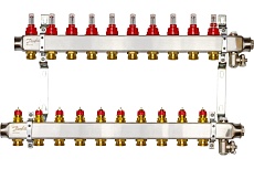 Комплект коллекторов Danfoss SSM-10F с расходомерами и кронштейнами 10 контуров 088U0960
