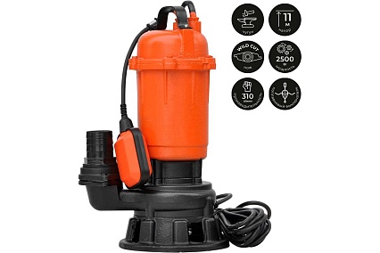 Насос дренажнo-фекальный SKIPER WQ25-PRO (нож WILD CUT, 2500 Вт, 310 л/мин, чугун, попл.выкл) 00-00010873