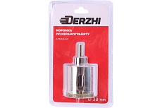 Коронка алмазная по керамограниту с центрирующим сверлом 38 мм DERZHI 8307-003