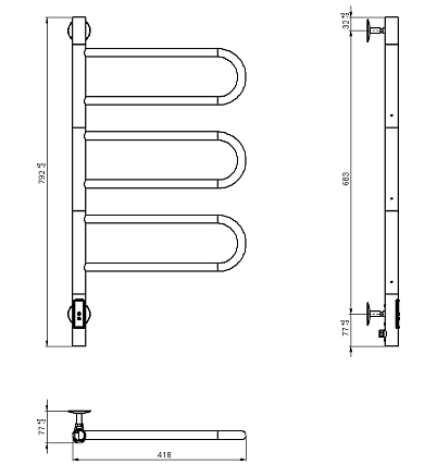 Полотенцесушитель электрический Vincea VTD-1R2CE 44x80 с таймером, хром