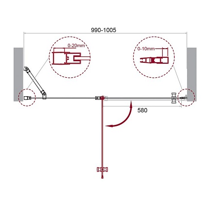 Душевая дверь BelBagno ETNA-B-12-60/40-C-Cr 100x195 прозрачная