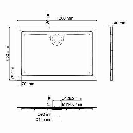 Поддон для душа WasserKRAFT Salm 27T06 120x80