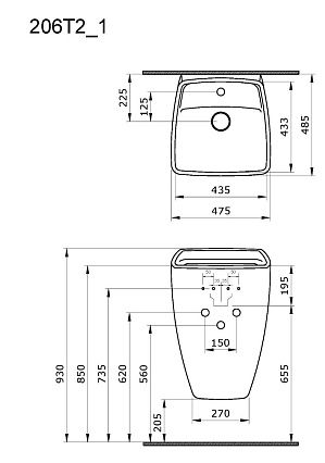 Раковина Ambassador Benefit 206T20001 47.5 см белый глянцевый