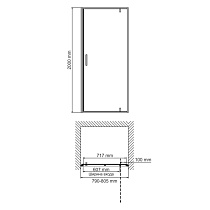 Душевая дверь WasserKRAFT Elbe 74P27 80x200 черный