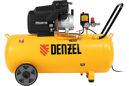 Воздушный компрессор Denzel DKV2200/100,Х-PRO 2.2 кВт, 400 л/мин, 100л 58079