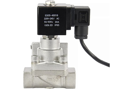 Электромагнитный клапан DN.ru V2W-901P-NC Ду15 Ру6-100 НЗ PTFE 220В AC D130-02730