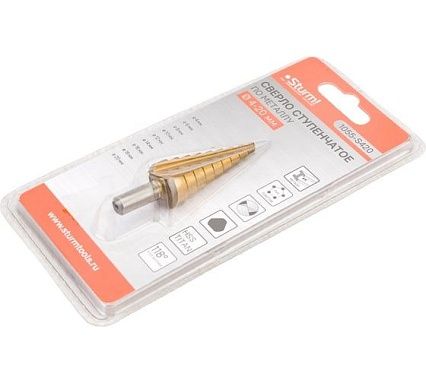 Сверло ступенчатое по металлу (4-20 мм; шаг 2 мм; HSS TIN) Sturm 1055-S420