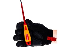 Отвертка Kraftool Expert 250083-4.0-100 высоковольтная Cr-Mo-V стержень двухкомпонентная маслобензостойкая рукоятка SL 4.0x100 мм