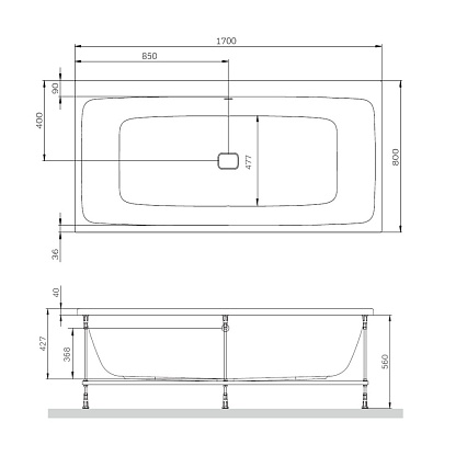 Акриловая ванна Am.Pm Func W84A-170-080W-A 170x80 см