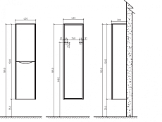 Шкаф пенал BelBagno Ancona-N 40 см R Tortora Lucido