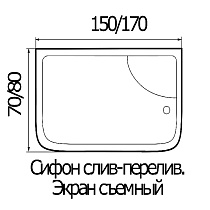 Акриловая ванна Wemor 150x80x55 S