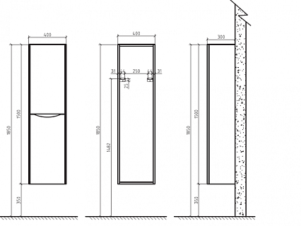 Шкаф пенал BelBagno Ancona-N 40 см R Tortora Lucido