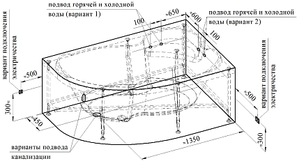 Акриловая ванна Ваннеса Ирма 169х110 с г/м Баланс хром, R