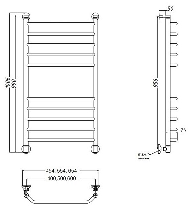 Полотенцесушитель водяной Aquanet Fiona(г) 40x100 см