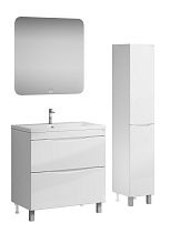 Мебель для ванной Grossman Виста 90 см напольная, белый глянец