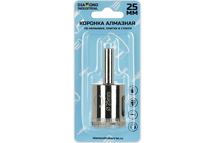 Коронка алмазная по керамике, плитке и стеклу 25 мм Diamond Industrial DIDCBC025