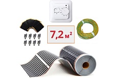 Плёночный электрический тёплый пол ТеплоСофт 7.2 м2, ширина 80 см, с терморегулятором, инфракрасная плёнка 7.2 м2 плёнка80 9метров
