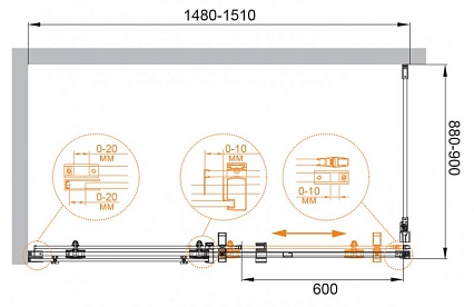 Душевой уголок Cezares STYLUS-O-M-AH-1-150/90-C-Cr 150x90 прозрачный, хром