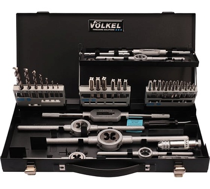 Набор метчиков и плашек VOLKEL M3-M12 HSSE 45 предметов V49151