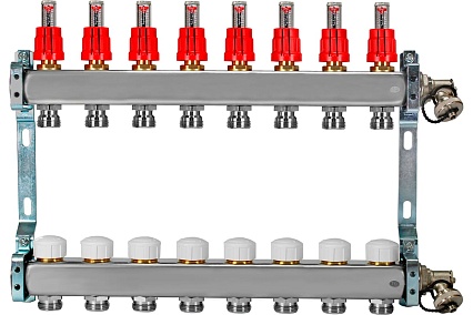 Коллекторная группа ColSys 804R 8 выходов, с расходомерами, термостатическими и дренажными клапанами 1804R22508