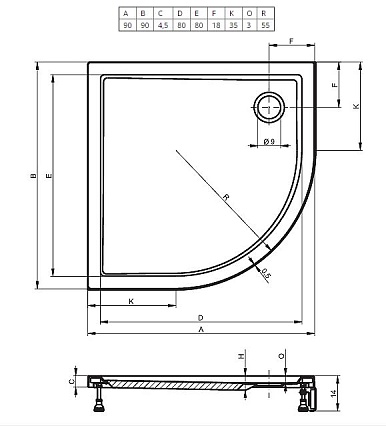Поддон для душа Riho Davos 281 90x90