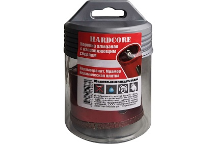 Коронка алмазная по керамограниту и мрамору с направляющим сверлом 28 мм Hardcore 154028