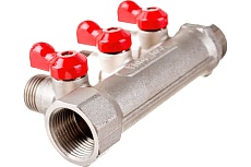 Коллектор с отсекающими кранами (плоскость) PRO AQUA 3/4, 3 х 1/2 V100.03-m20-f20