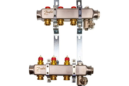 Комплект коллекторов Danfoss SSM-3 с кронштейнами для 3 контура 088U0973