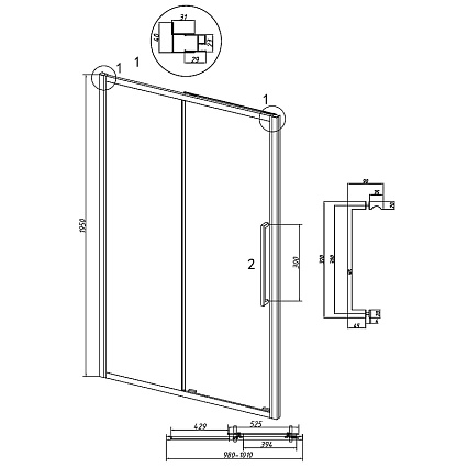 Душевая дверь Grossman Cosmo 100x195 тонированное, черный матовый 100.K33.02.100.21.10