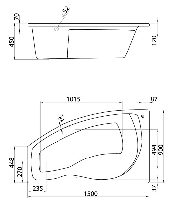 Акриловая ванна Santek Майорка 150x90 L