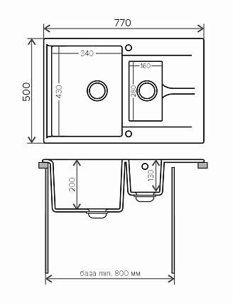 Кухонная мойка Polygran Brig-770 серый №14 77 см