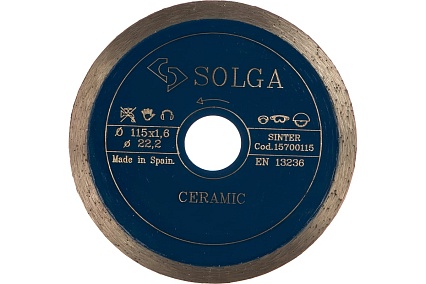 Диск алмазный сплошной (115х22,2 мм) CERAMICS MARBLE Solga Diamant 15700115