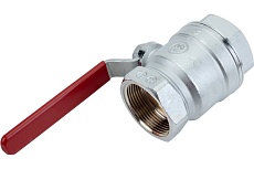 Шаровой кран Giacomini R250D 1 1/2&quot;, внутренняя/внутренняя, ручка-рычаг красный, хромированный R250X007